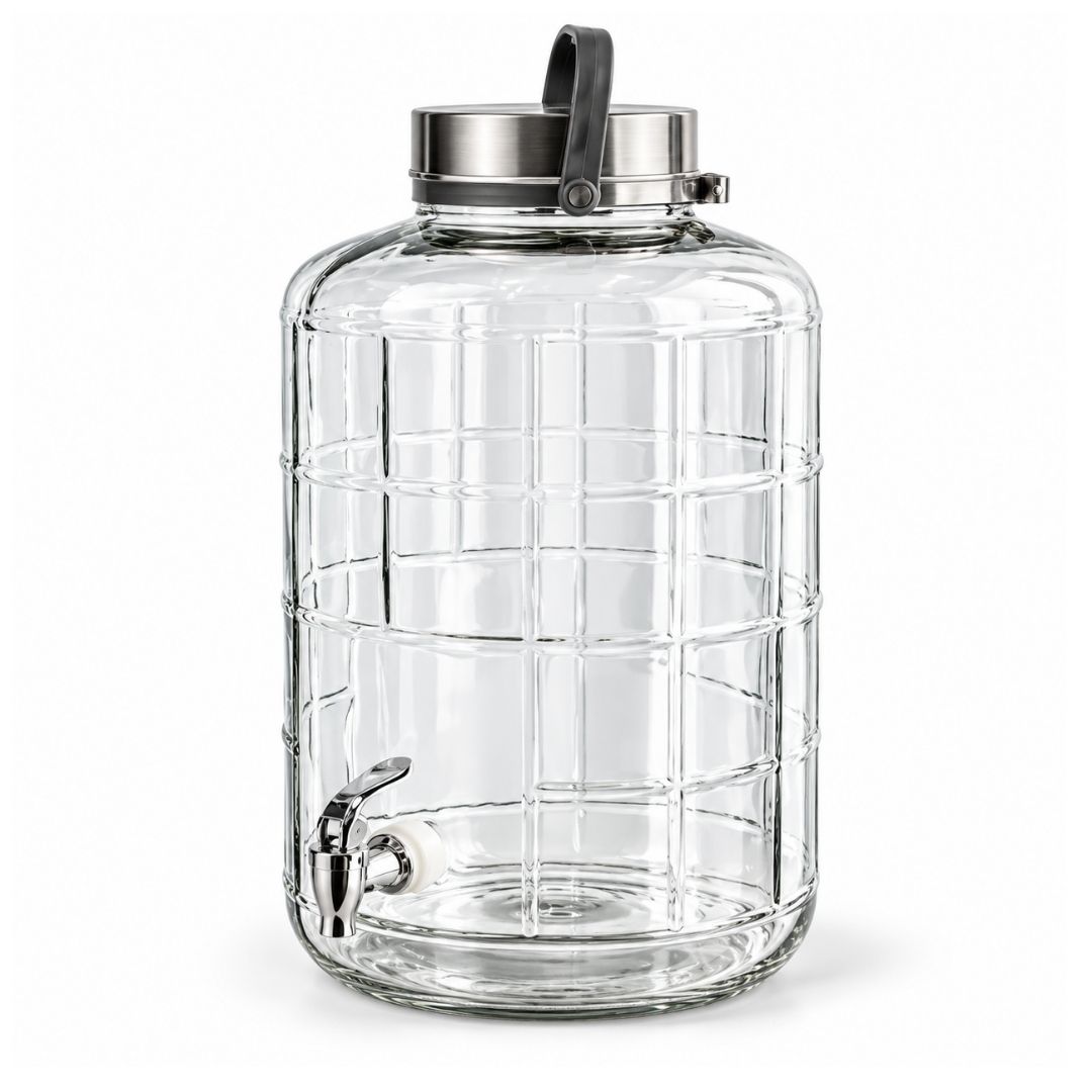 Beverage Dispenser - Glass with Tap Plastic Top