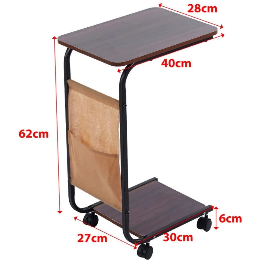 C-Shaped Side Table with Storage Basket