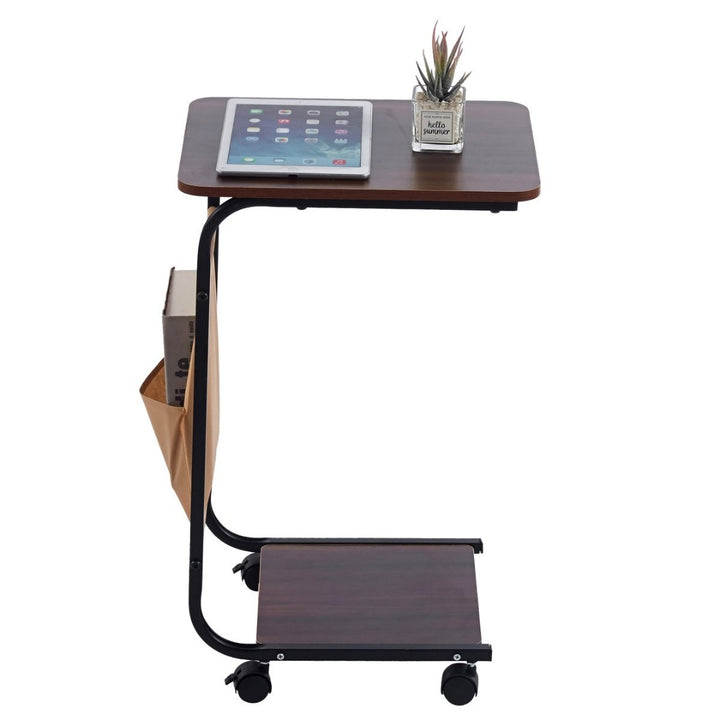 C-Shaped Side Table with Storage Basket