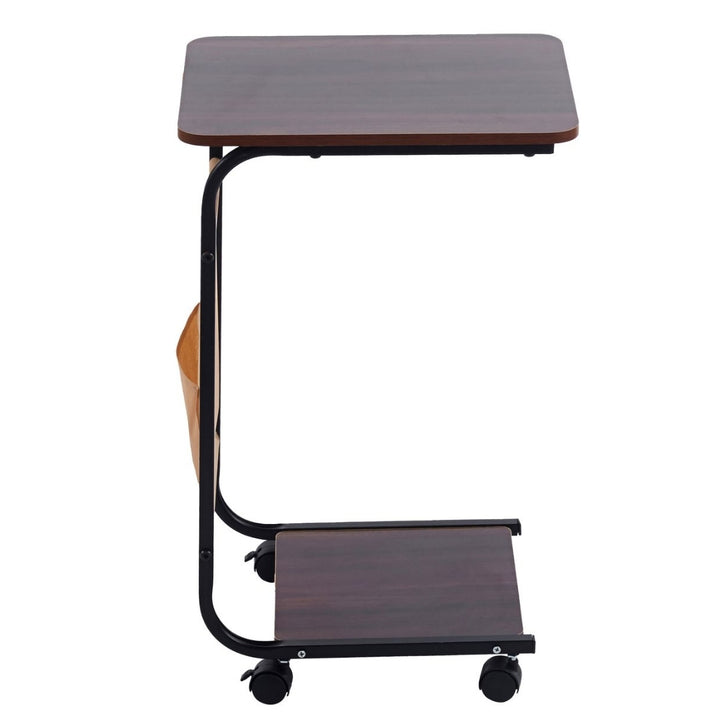 C-Shaped Side Table with Storage Basket