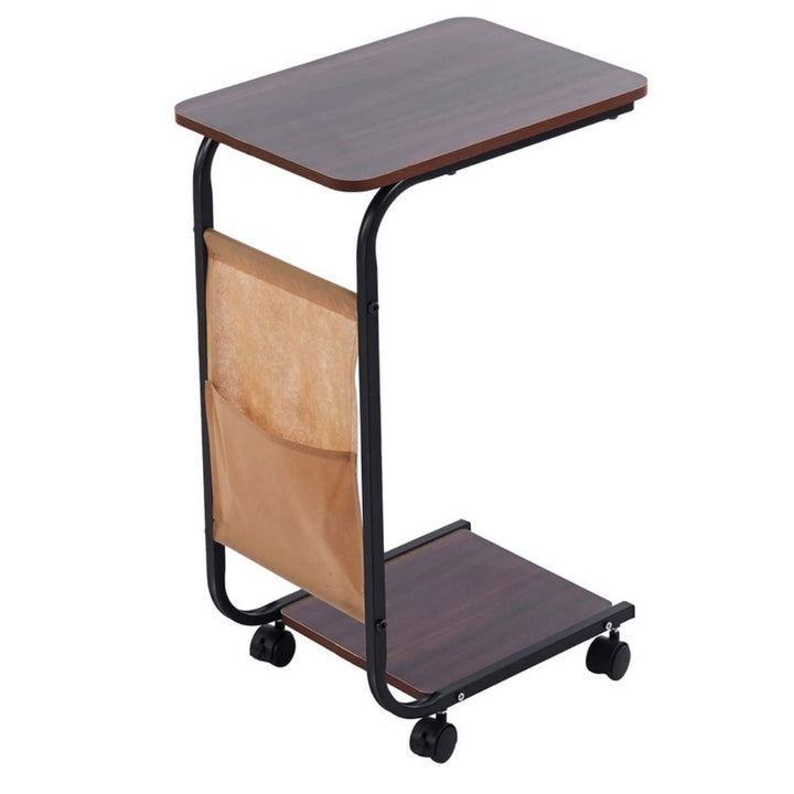 C-Shaped Side Table with Storage Basket