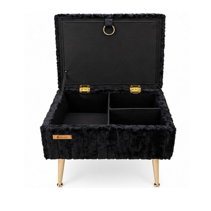 Storage Vanity Stool - Rectangular with Gold Legs
