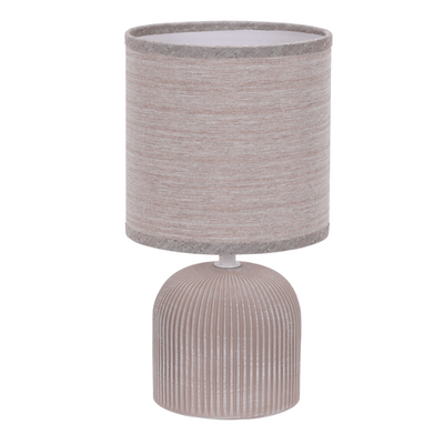 Table Lamp - Ceramic Ribbed Base - Cylinder Fabric Shade