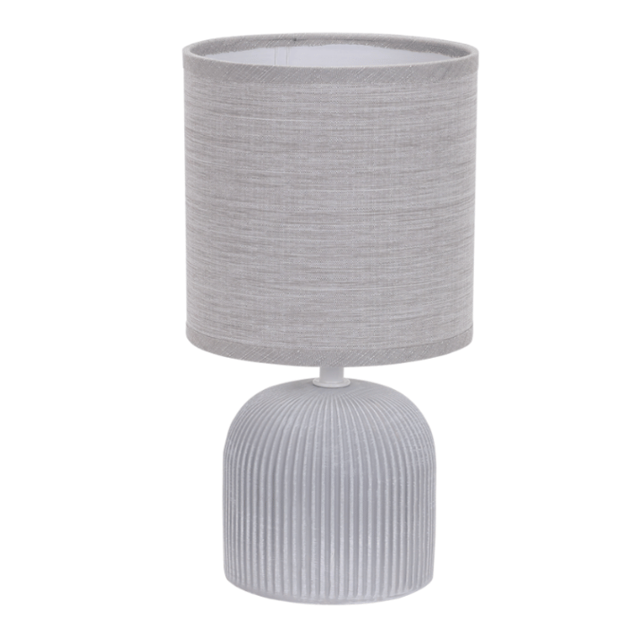 Table Lamp - Ceramic Ribbed Base - Cylinder Fabric Shade