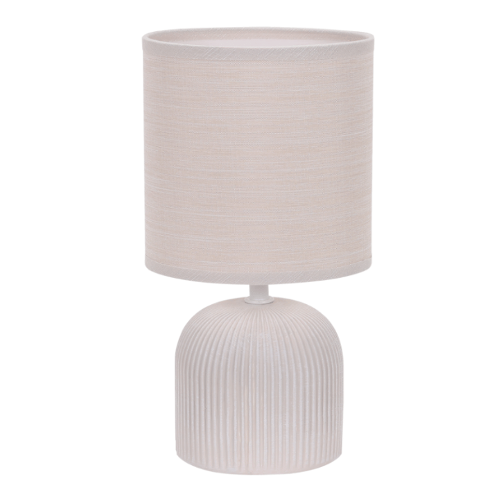 Table Lamp - Ceramic Ribbed Base - Cylinder Fabric Shade