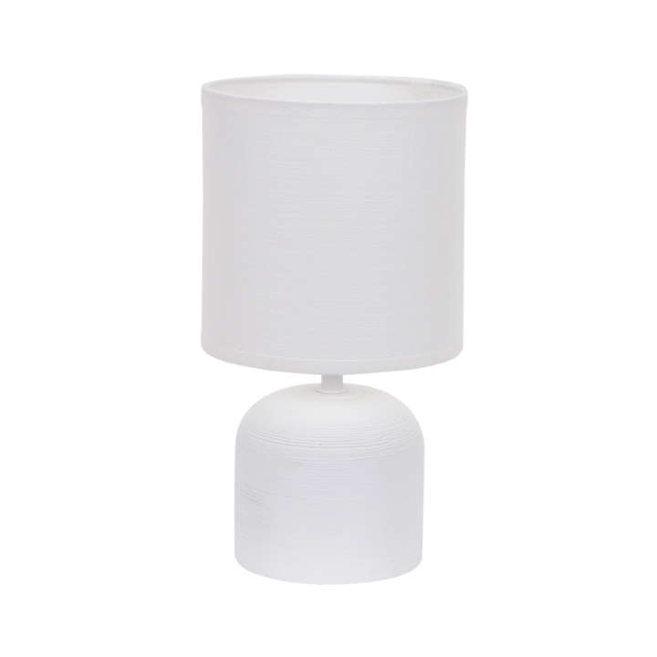 Table Lamp - Ceramic Dome Base - Cylinder Fabric Shade