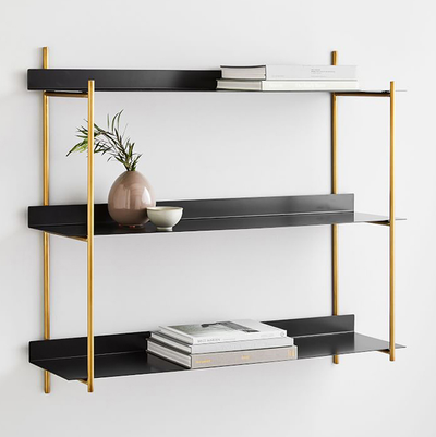 Floating Shelf - 3 Row Black & Gold