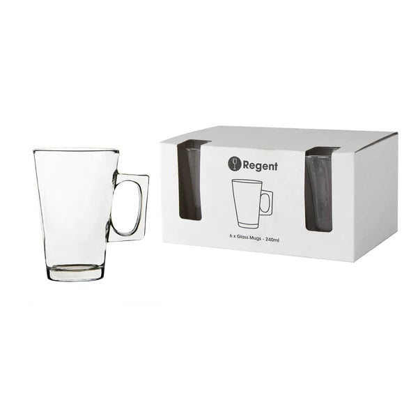 Regent Latte Coffee Mugs - 240ml - Clear 6's