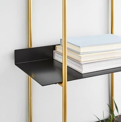 Floating Shelf - 3 Row Black & Gold