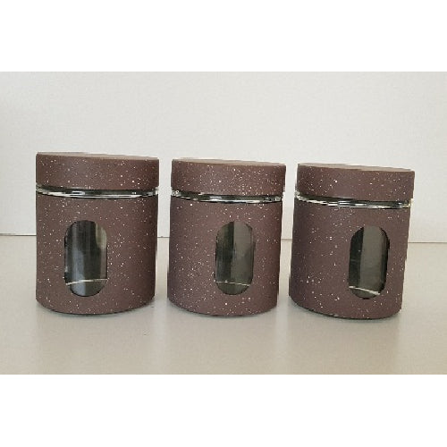 Canister Sets - 3 Pcs Sets Marble Look