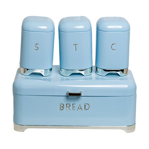 Bread Bin & Canister Set - 4pc Chrome Bottoms