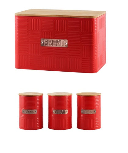 Bread Bin & Canister Set - 4pc Bamboo