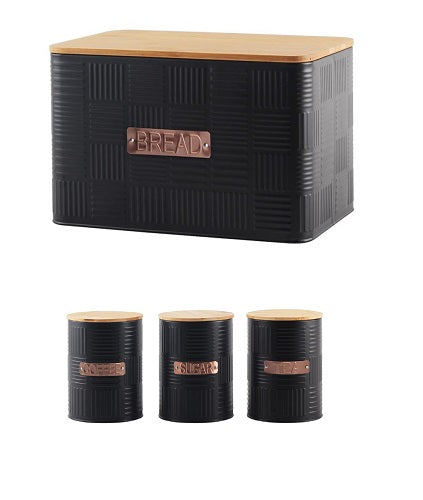 Bread Bin & Canister Set - 4pc Bamboo