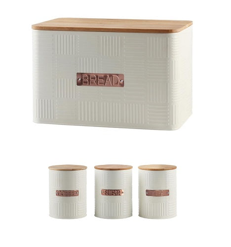 Bread Bin & Canister Set - 4pc Bamboo