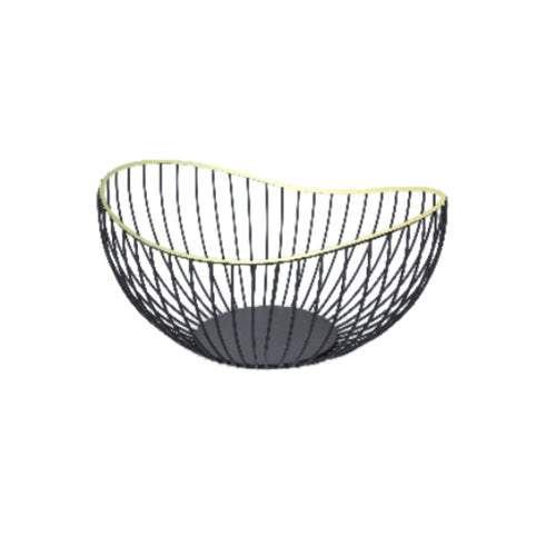 Fruit Baskets - Metal Black with Gold Trim