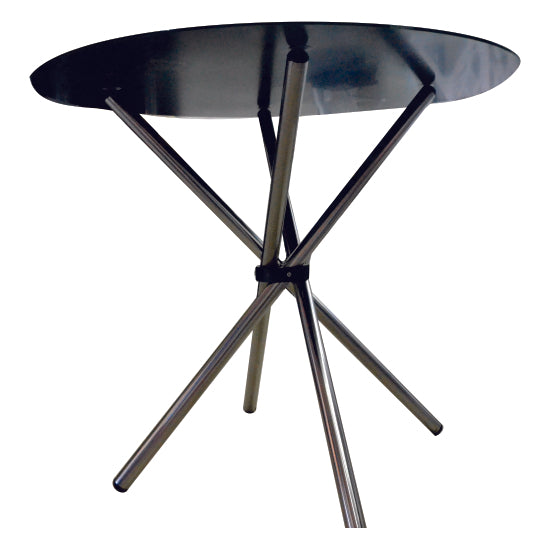 4 Seater Round Cafe Table - Black Glass