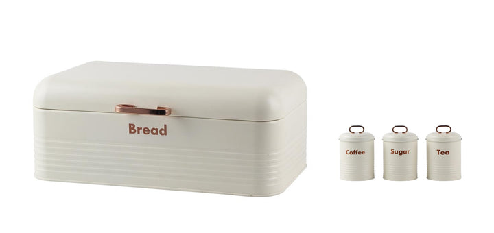 Bread Bin & Canister Set - 4pc Tin