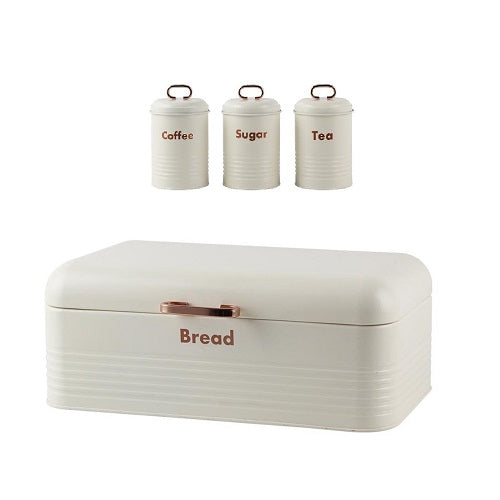 Bread Bin & Canister Set - 4pc Tin