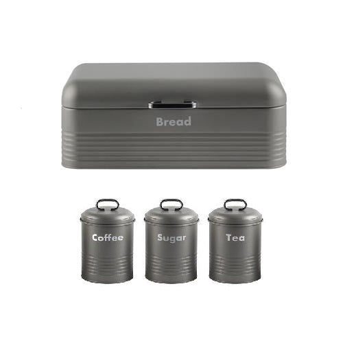 Bread Bin & Canister Set - 4pc Tin