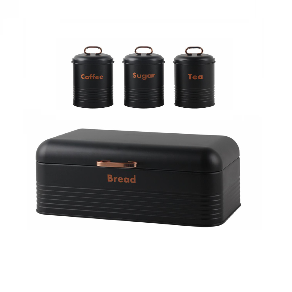 Bread Bin & Canister Set - 4pc Tin