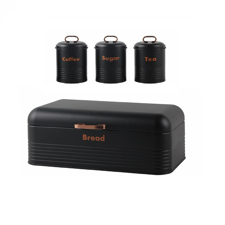 Bread Bin & Canister Set - 4pc Tin
