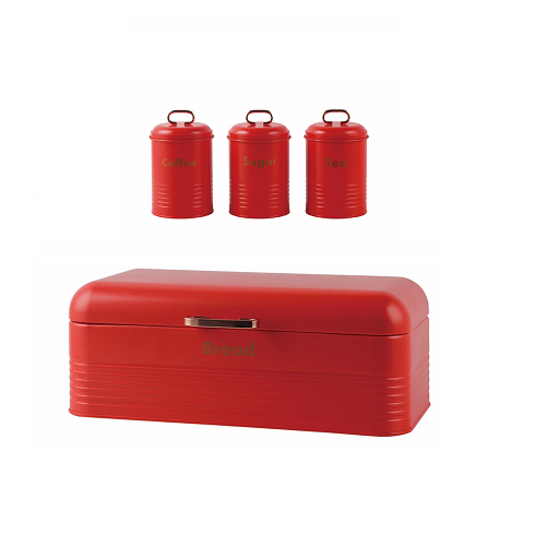 Bread Bin & Canister Set - 4pc Tin