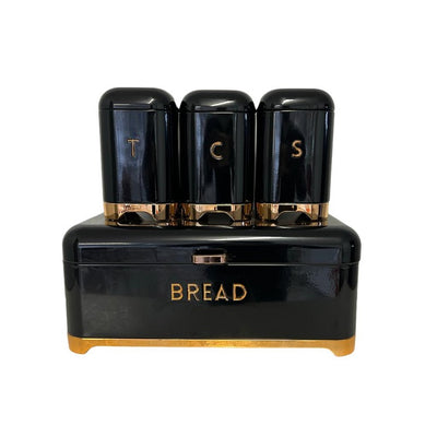 Bread Bin & Canister Set - 4pc Bronze Bottoms