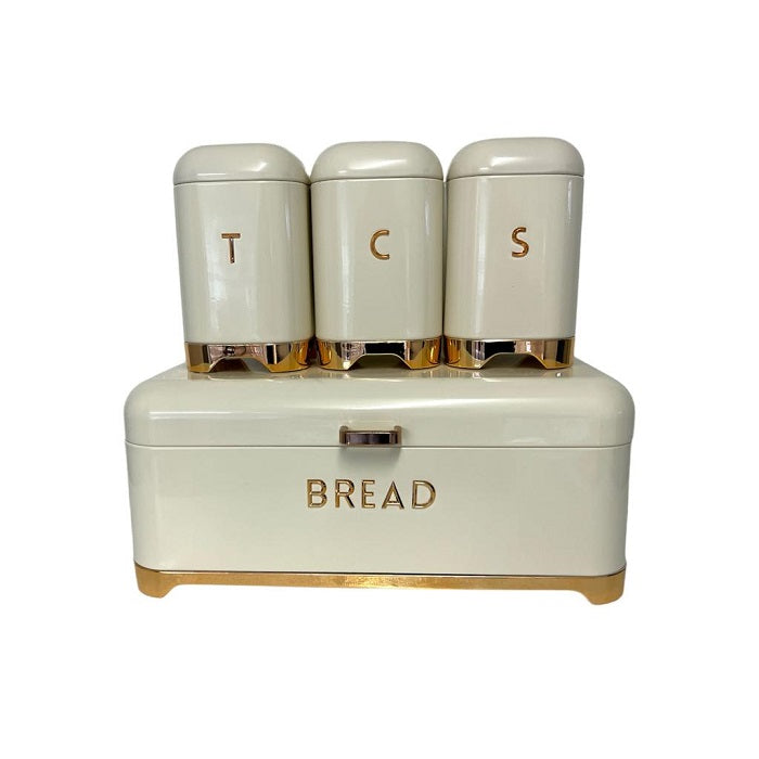 Bread Bin & Canister Set - 4pc Bronze Bottoms