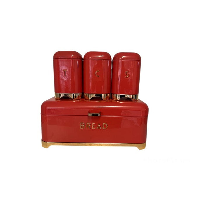 Bread Bin & Canister Set - 4pc Bronze Bottoms