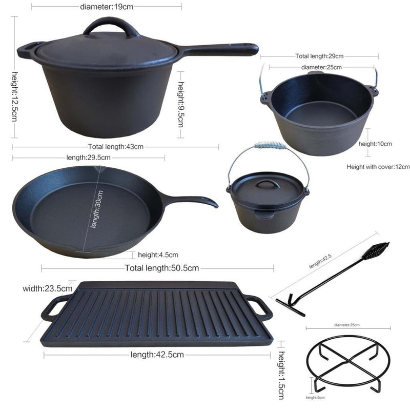 7pc Cast Iron Camping Set