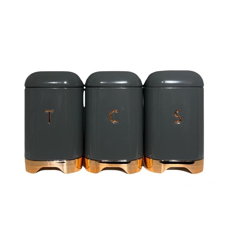 Bread Bin & Canister Set - 4pc Bronze Bottoms