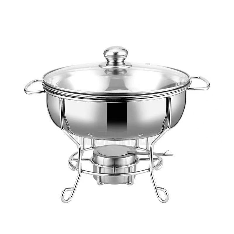 Chafing Dish - Glass Lid Thin Frame Silver