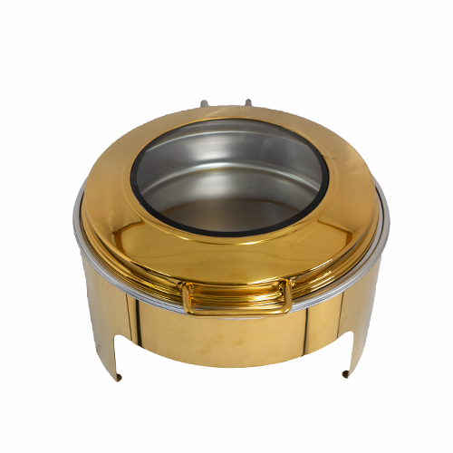 Chafing Dish - Round Flat Top with Window Gold