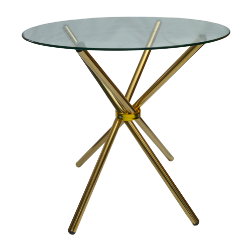 4 Seater Round Cafe Table - Gold Legs