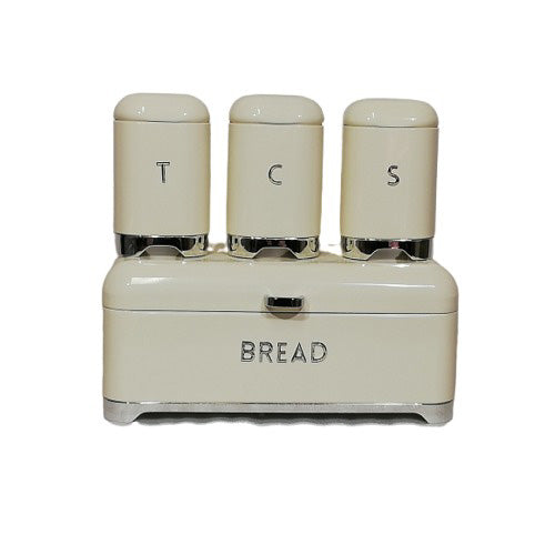 Bread Bin & Canister Set - 4pc Chrome Bottoms