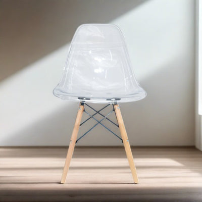 Emmy Wooden Leg Cafe Chair - Clear