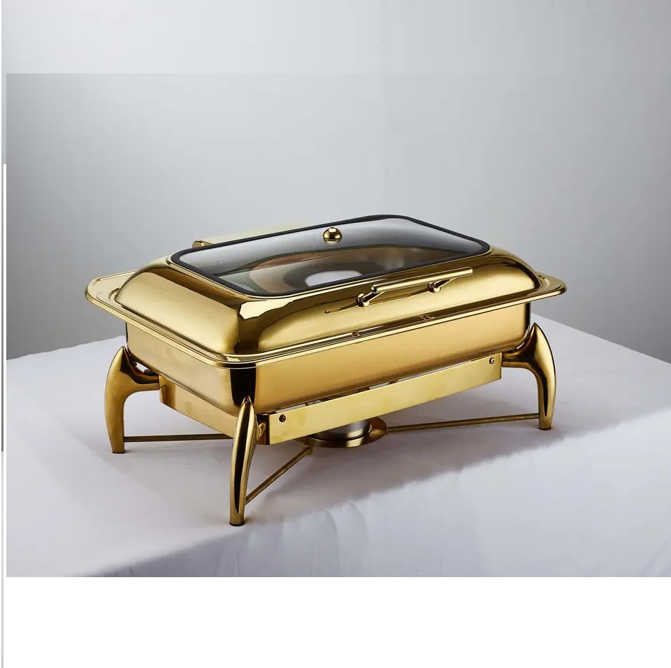 Chafing Dish - Lucile Gold Rectangle With Window