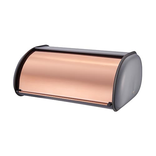 Bread Bin & Canister Set - 4pc Grey & Rose Gold