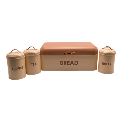 Bread Bin & Canister Set - 4pc 2 Tone