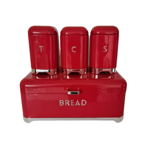 Bread Bin & Canister Set - 4pc Chrome Bottoms