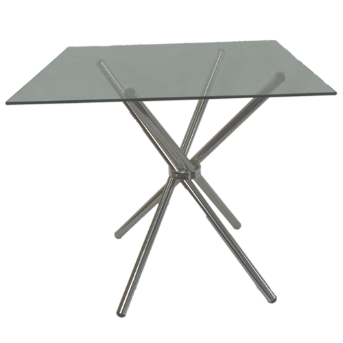4 Seater Square Cafe Table - Clear Glass