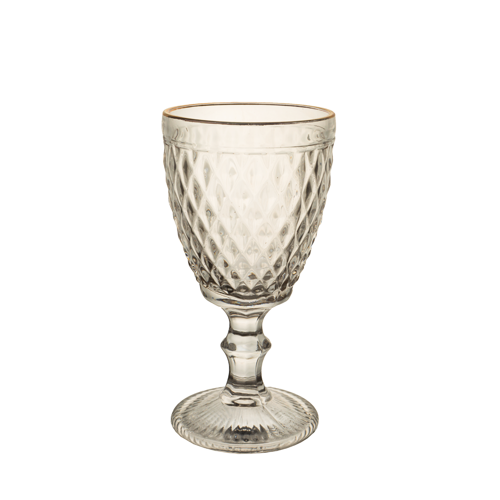 Stemware - Wine Glass - Thick Crystal Gold Rim - 6&