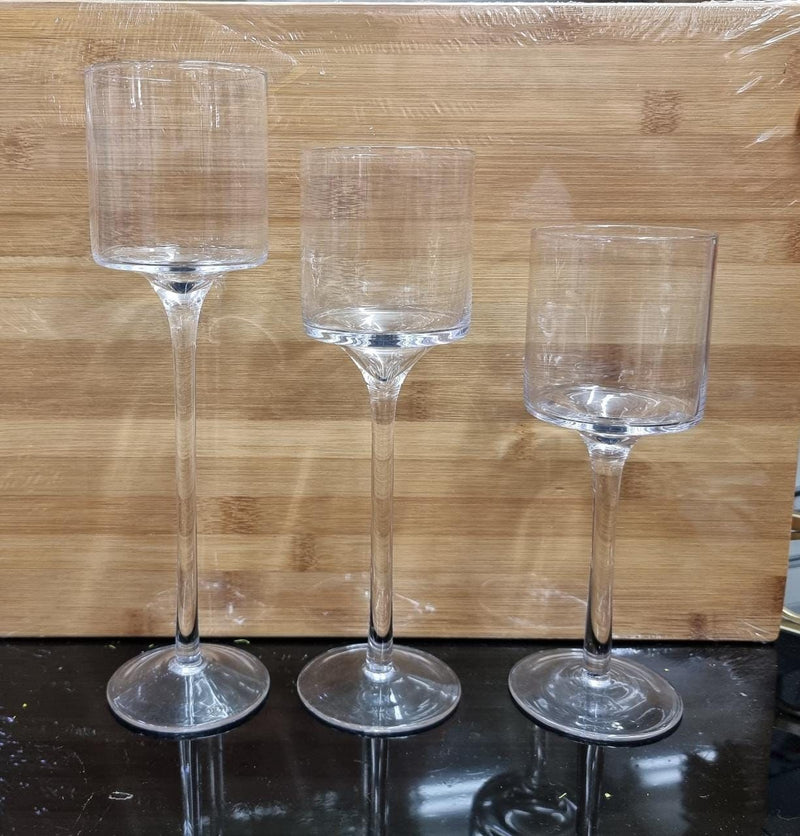 Candle Stand - 3pc Glass Zuri Clear