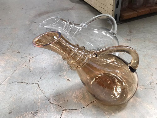 Glass Jug Slant 27cm Rope
