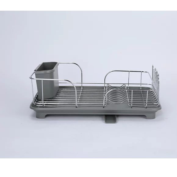 Dish Rack - Stainless Steel with Grey Plastic Base