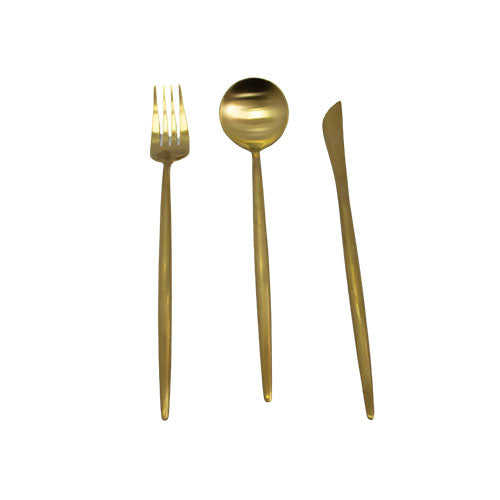Modern Cutlery Sets - 3pc Plain Gold 187g