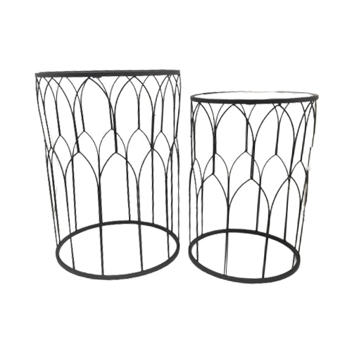 Server Table Side Server Tables - Geometric Side Table Set Round - Black – Ahmeds Textiles