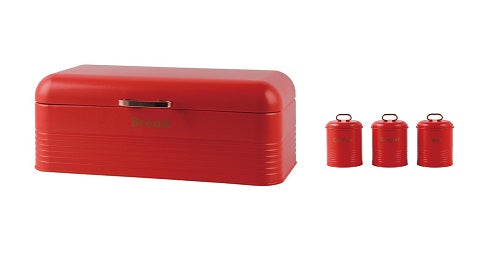 Bread Bin & Canister Set - 4pc Tin