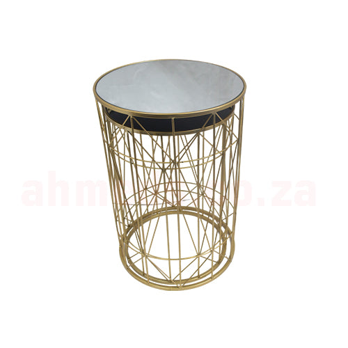 Server Tables - Geometric Side Table Set Round - Gold